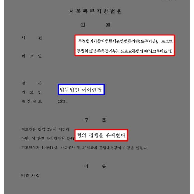 [형사] 음주운전3진+도주치상+사고후미조치+측정거부 혐의 의뢰인 변호하여 집행유예 이끌어내